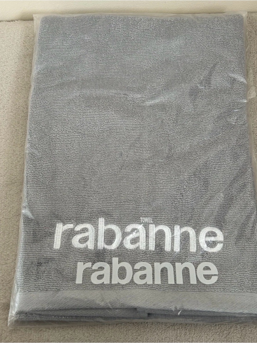 Rabanne Grey Logo Beach Towel
